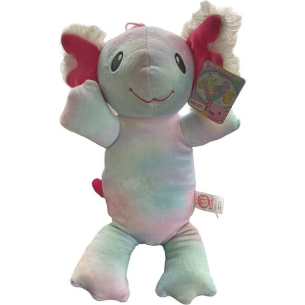 Fiesta Snuggles Axolotl Plush Tie-Dye Pastel Stuffed Animal 14" Toy